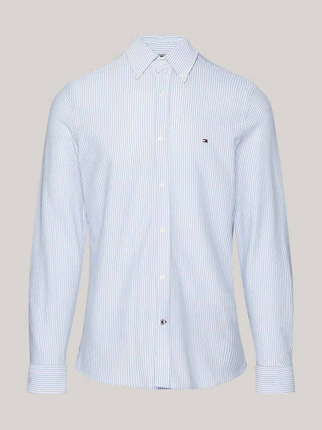 camisa 1985 collection de rayas y corte slim blue de hombre tommy hilfiger