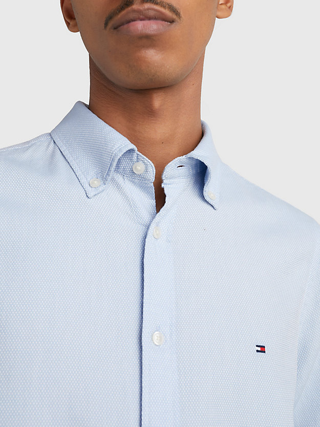 CLOUDY BLUE Organic Cotton Dobby Slim Fit Shirt for men TOMMY HILFIGER