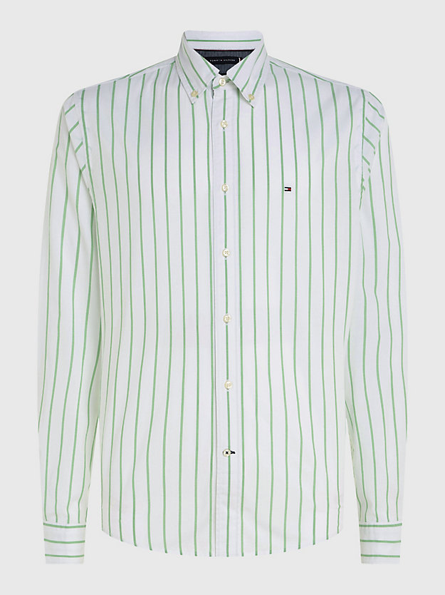 OPTIC WHITE / SPRING LIME Stripe Regular Fit Shirt for men TOMMY HILFIGER