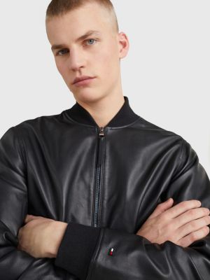 Cazadora bomber piel con cremallera | NEGRO Tommy Hilfiger