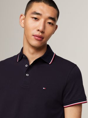 Polo Tommy Hilfiger Jeans homme bleu avec liserés sur col