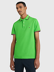 green 1985 colllection tipped slim fit polo for men tommy hilfiger
