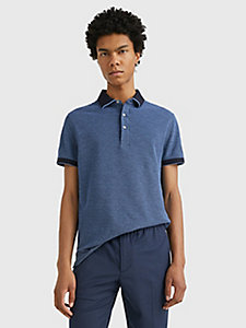 blue two-tone honeycomb slim fit polo for men tommy hilfiger