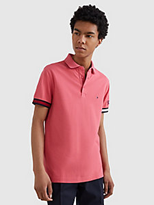 red slim fit signature logo polo for men tommy hilfiger
