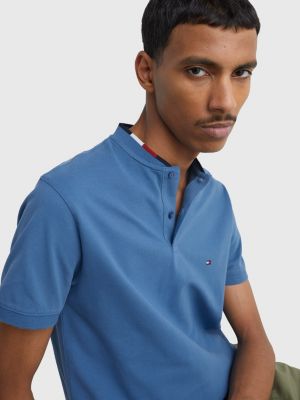 Mandarin Collar Slim Fit Polo BLUE Tommy Hilfiger