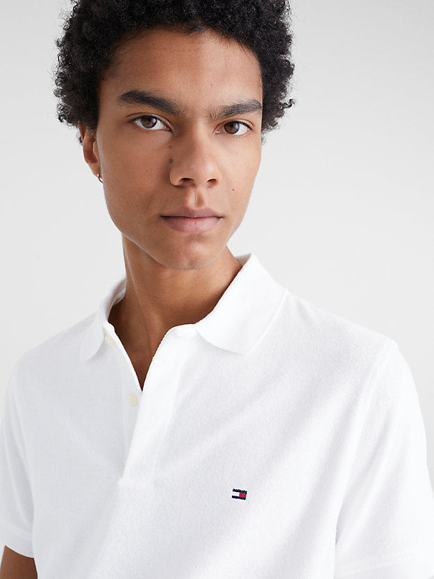 WHITE Towelling Regular Fit Polo for men TOMMY HILFIGER