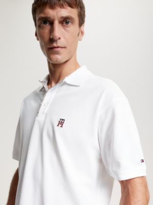 WHITE TH Monogram Placket Archive Fit Polo for men TOMMY HILFIGER