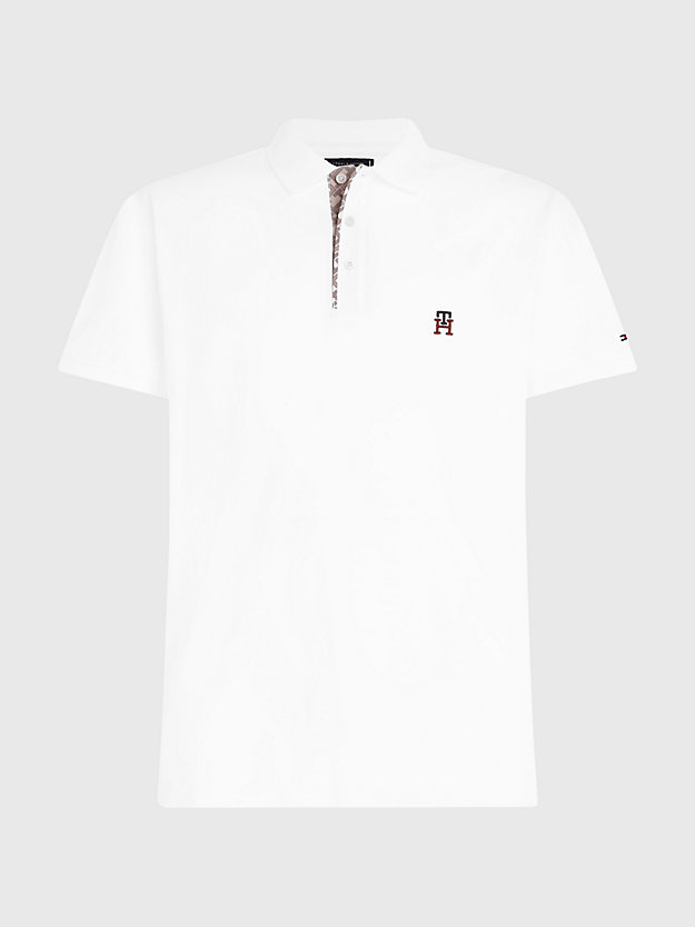 WHITE TH Monogram Placket Archive Fit Polo for men TOMMY HILFIGER