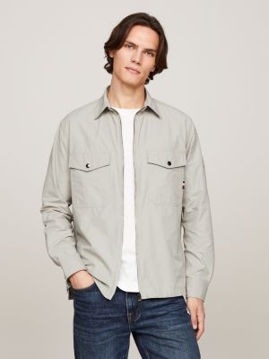 Textured Zip-Thru Relaxed Fit Overshirt | Beige | Tommy Hilfiger