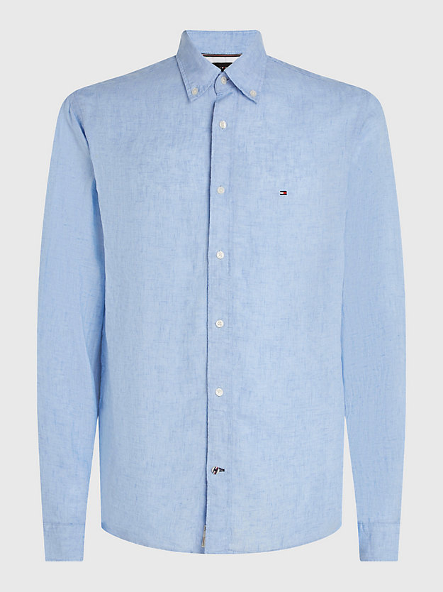 VESSEL BLUE Regular Fit Linen Poplin Shirt for men TOMMY HILFIGER
