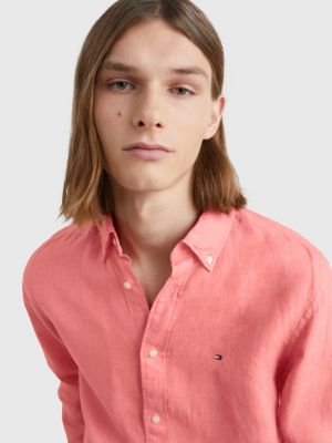 Regular Fit Linen Poplin Shirt PINK Tommy Hilfiger