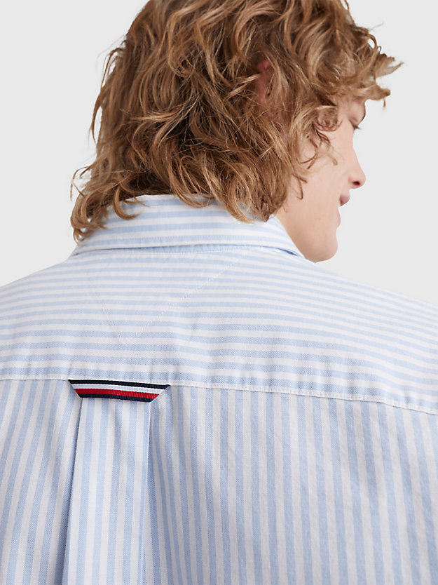 CLOUDY BLUE / OPTIC WHITE Archive Stripe Oversized Oxford Shirt for men TOMMY HILFIGER