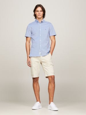 blue 1985 collection slim fit strick-kurzarmhemd für herren - tommy hilfiger