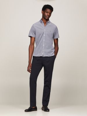 blue 1985 collection slim fit strick-kurzarmhemd für herren - tommy hilfiger