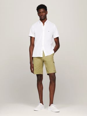 white 1985 collection slim fit strick-kurzarmhemd für herren - tommy hilfiger