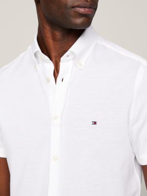 1985 Collection Knit Short Sleeve Slim Shirt | White | Tommy Hilfiger