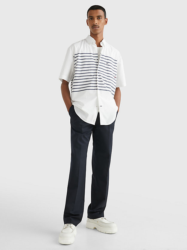 OPTIC WHITE / CARBON NAVY Breton Stripe Oversized Short Sleeve Shirt for men TOMMY HILFIGER