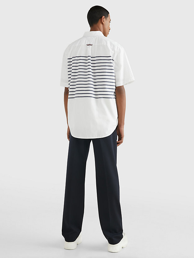 OPTIC WHITE / CARBON NAVY Breton Stripe Oversized Short Sleeve Shirt for men TOMMY HILFIGER