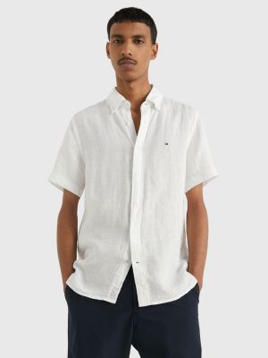 Short Sleeve Regular Fit Linen Shirt | White | Tommy Hilfiger