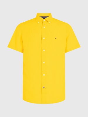 Short Sleeve Regular Fit Linen Shirt YELLOW Tommy Hilfiger