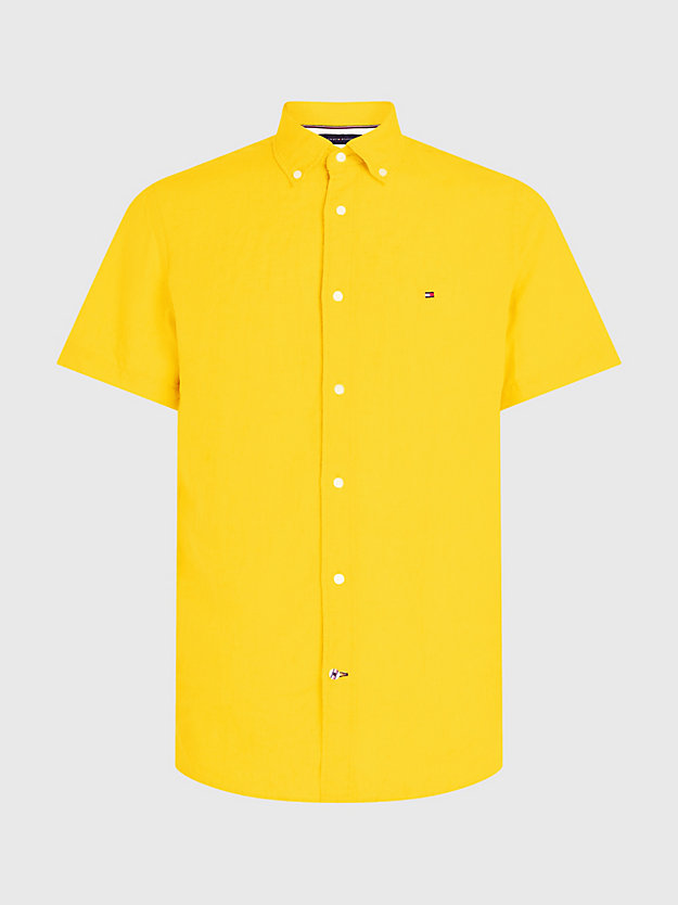 Short Sleeve Regular Fit Linen Shirt | YELLOW | Tommy Hilfiger