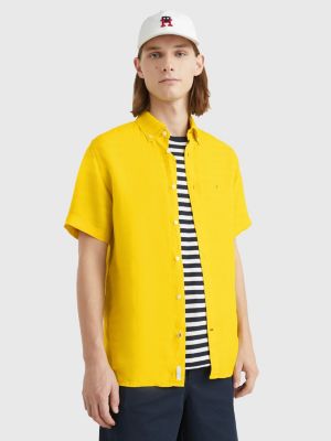 Short Sleeve Regular Fit Linen Shirt YELLOW Tommy Hilfiger