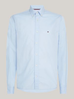 blue th flex regular fit poplin shirt for men tommy hilfiger