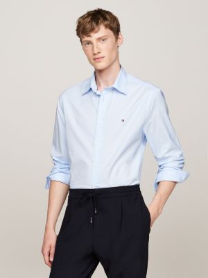 blue th flex regular fit poplin shirt for men tommy hilfiger