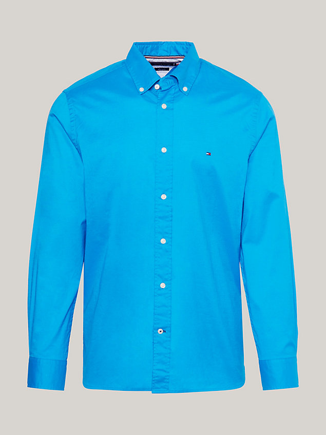 blue th flex regular fit overhemd voor heren - tommy hilfiger