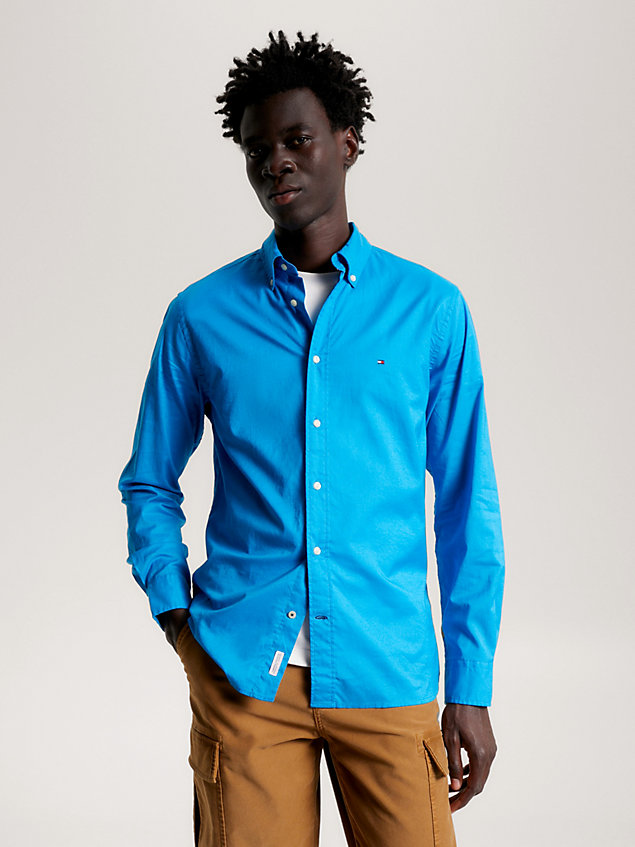 chemise coupe standard th flex blue pour hommes tommy hilfiger