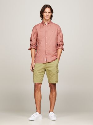 Slim-fit cotton micro-print bermuda shorts - Man