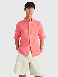 pink th flex poplin regular fit shirt for men tommy hilfiger