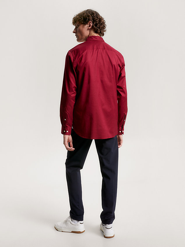 red flex poplin regular fit shirt for men tommy hilfiger