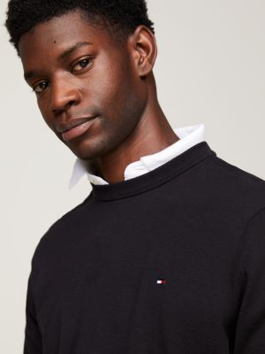 black 1985 collection pure cotton jumper for men tommy hilfiger