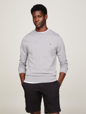 Grey jumper white shirt hotsell