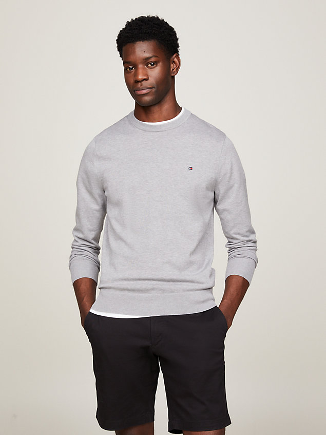 grey 1985 collection organic cotton jumper for men tommy hilfiger