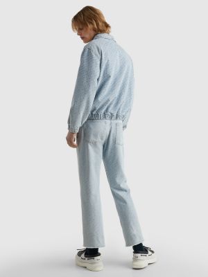 WASHED INDIGO Crest Zip-Thru Monogram Denim Jacket for men TOMMY HILFIGER