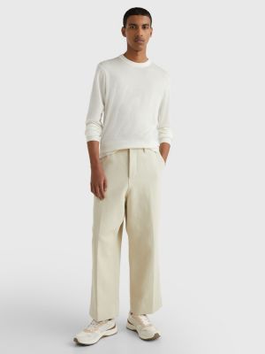 Wool Silk Crew Neck Jumper WHITE Tommy Hilfiger