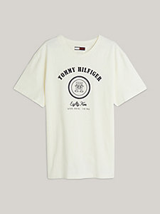camiseta de corte amplio con logo gráfico blanco de mujer tommy hilfiger