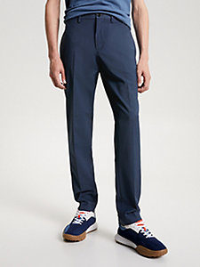 blue elasticated waist tapered trousers for men tommy hilfiger