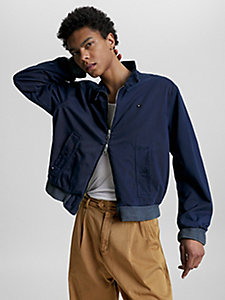 blue tommy hilfiger x shawn mendes garment dyed harrington jacket for men tommy hilfiger