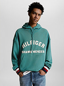 groen tommy hilfiger x shawn mendes hoodie met logo voor heren - tommy hilfiger
