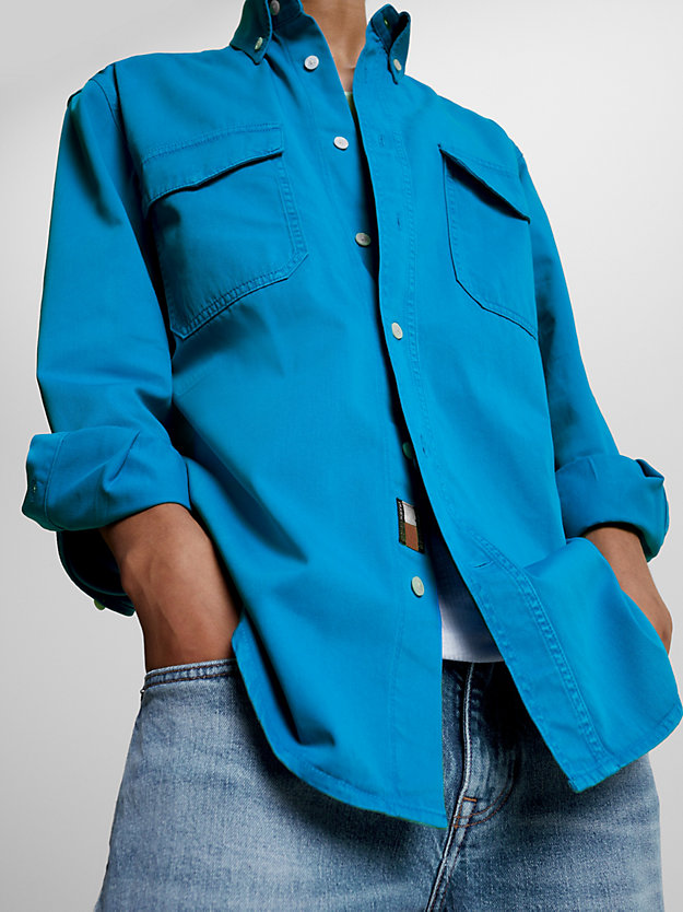 SHOCKING BLUE Tommy Hilfiger x Shawn Mendes garment-dyed overshirt voor heren TOMMY HILFIGER