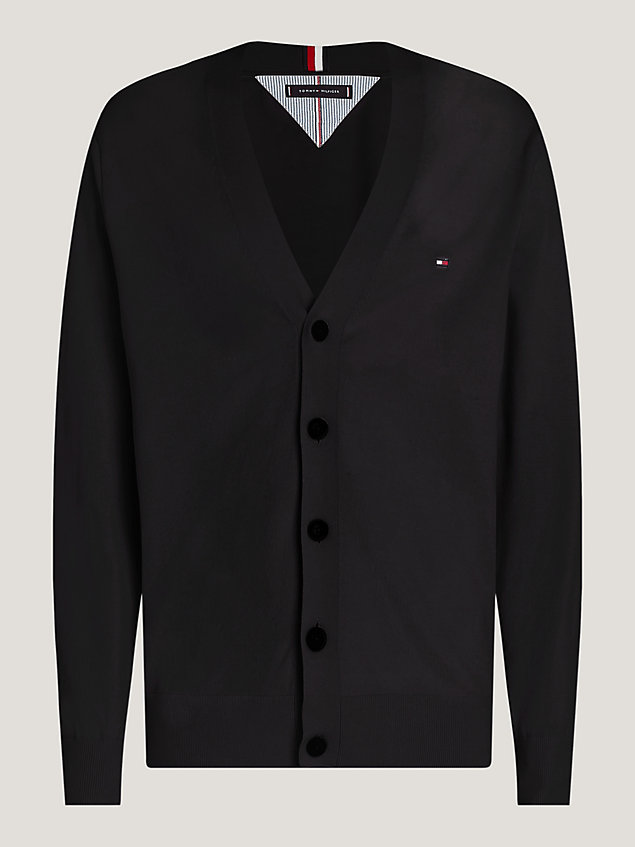 black 1985 collection v-neck cardigan for men tommy hilfiger