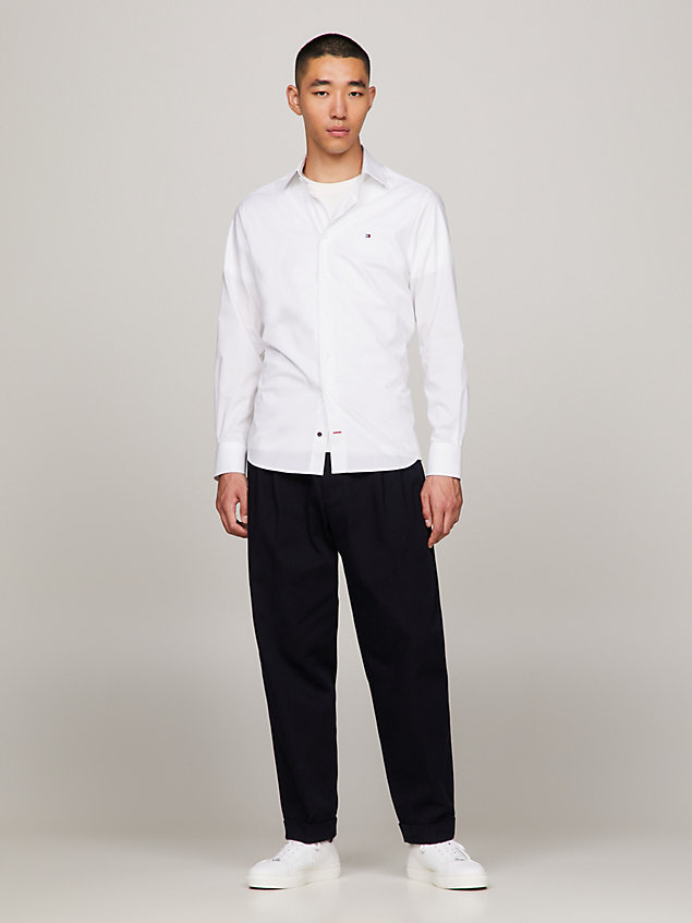 white flex regular fit poplin overhemd voor heren - tommy hilfiger