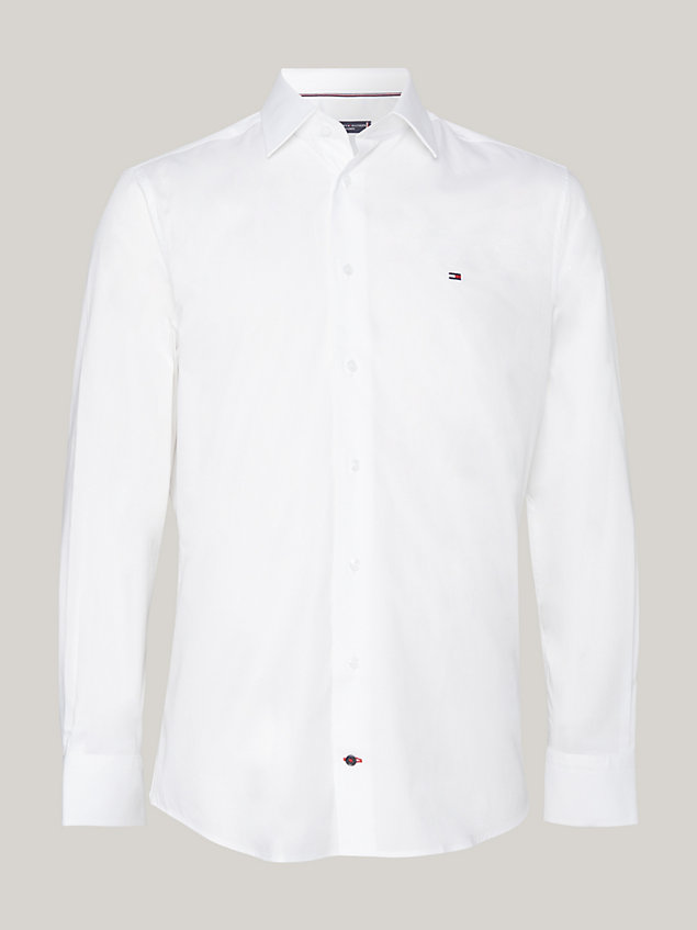 white flex poplin regular fit shirt for men tommy hilfiger