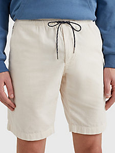 beige harlem corduroy relaxed fit shorts for men tommy hilfiger