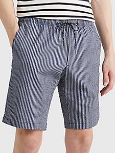 blue harlem seersucker relaxed stripe shorts for men tommy hilfiger