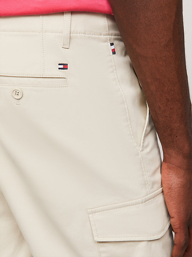 beige 1985 collection twill cargo shorts for men tommy hilfiger