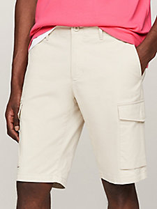 beige twill cargo pocket shorts for men tommy hilfiger